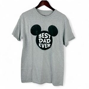 Disney Mickey Mouse Ears Best Dad Ever Shirt Men's Medium Matching Family Gray